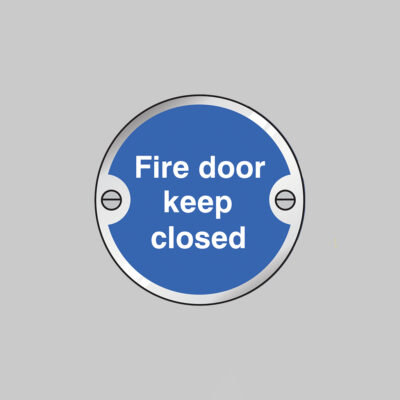 Fire door keep closed 76mm dia aluminium pre-drilled c/w fixings