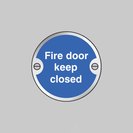 Fire door keep closed 76mm dia aluminium pre-drilled c/w fixings