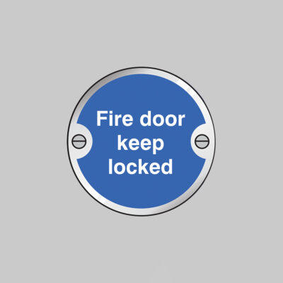 Fire door keep locked 76mm dia aluminium pre-drilled c/w fixings