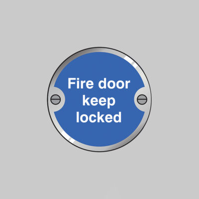 Fire door keep locked 76mm dia stainless steel pre-drilled c/w fixings