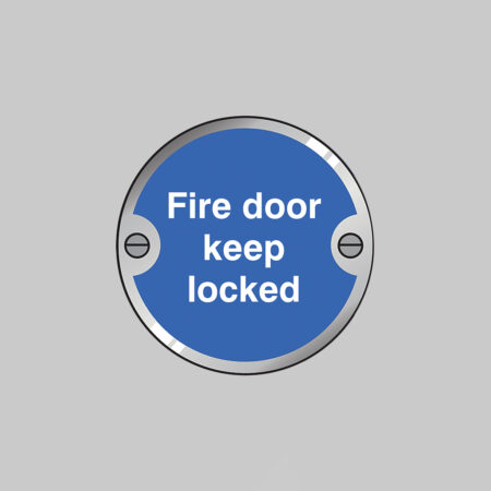 Fire door keep locked 76mm dia stainless steel pre-drilled c/w fixings