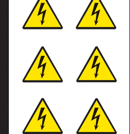 Electricity label 50mm sheet of 6 peel 'n' stick labels