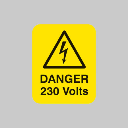 Danger 230 volts Sheet of 25 labels 40x50mm