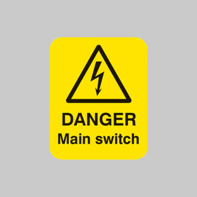 Danger main switch Sheet of 25 labels 40x50mm