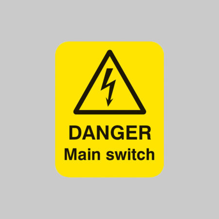 Danger main switch Sheet of 25 labels 40x50mm