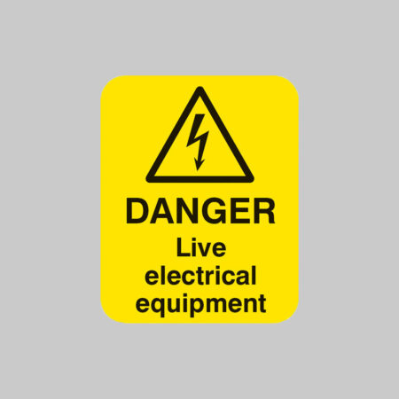 Danger live electrical equipment Sheet of 25 labels 40x50mm