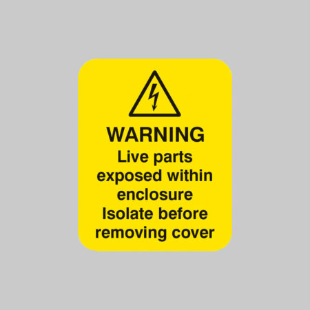Warning live parts within enclosure Sheet of 25 labels 40x50mm