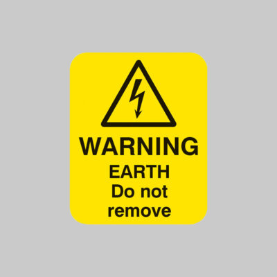Warning earth do not remove Sheet of 25 labels 40x50mm