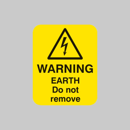 Warning earth do not remove Sheet of 25 labels 40x50mm