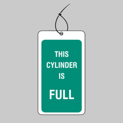 This cylinder is full double sided matt PVC tag 80x150mm c/w cable ties Pack of 10