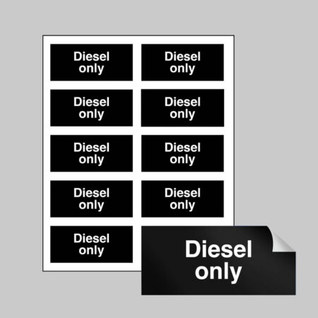 Diesel only sheet of 10 self adhesive labels 40x18mm