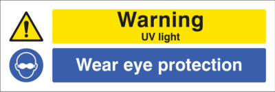 Warning UV light wear eye protection