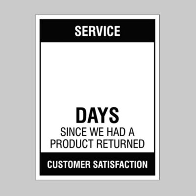 Service … Days since a product return, 300x400mm rigid PVC with wipe clean over laminate