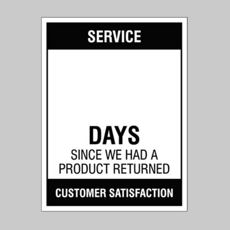 Service … Days since a product return, 300x400mm rigid PVC with wipe clean over laminate