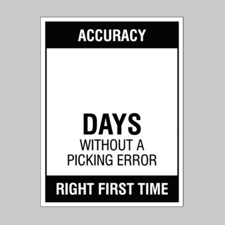 Accuracy … Days without a picking error, 450x600mm rigid PVC with wipe clean over laminate