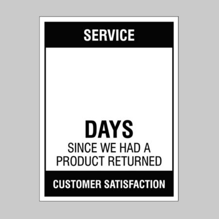 Service … Days since a product return, 450x600mm rigid PVC with wipe clean over laminate