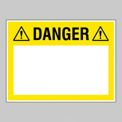 Danger (write your message), 450x600mm rigid PVC with wipe clean over laminate