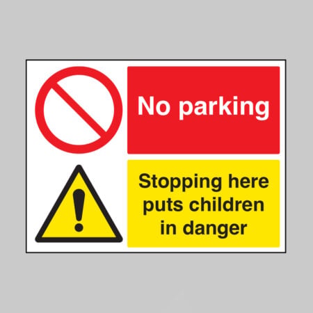 No parking Stopping here puts children in danger
