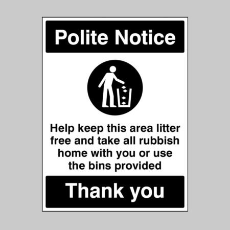 Help keep this area litter free Please take all rubbish home with you or use the bins provided