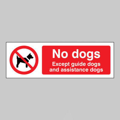 No dogs Except guide dogs and assistance dogs