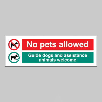 No pets allowed Guide dogs and assistance animals welcome