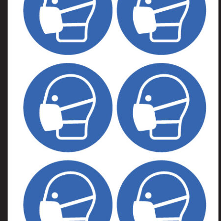 Masks symbol 50mm dia - sheet of 6 peel 'n' stick labels