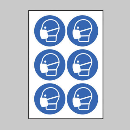 Masks symbol 100mm dia - sheet of 6 peel 'n' stick labels