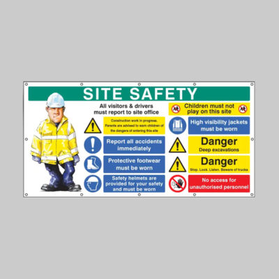Site Safety banner  (as 58038) c/w eyelets 1270x2440mm