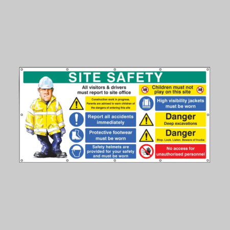 Site Safety banner  (as 58038) c/w eyelets 1270x2440mm