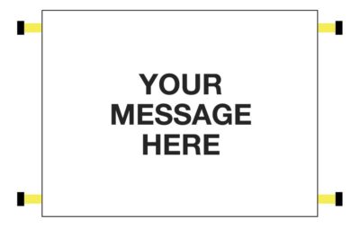 Your message here door screen 600x450mm c/w spring loaded poles 710 to 1010mm