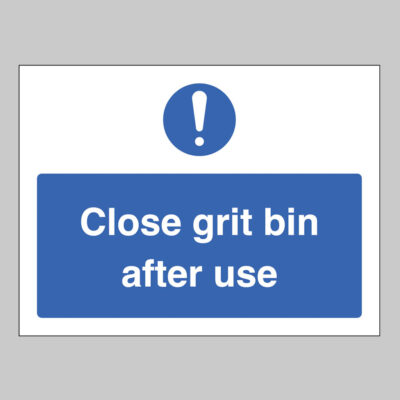 Close grit bin after use (self adhesive vinyl safety label)