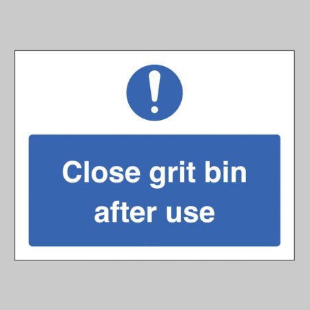 Close grit bin after use (self adhesive vinyl safety label)