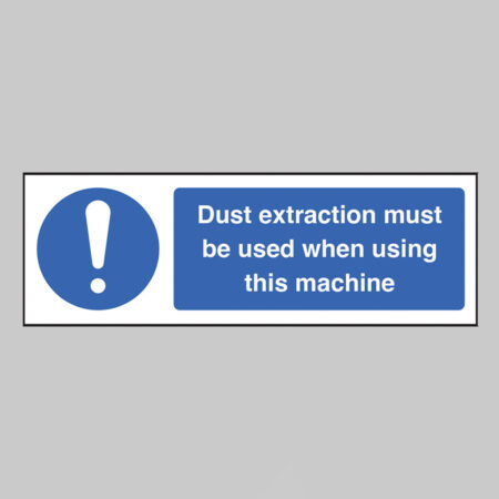 Dust extraction must be used when using this machine (self adhesive vinyl safety label)