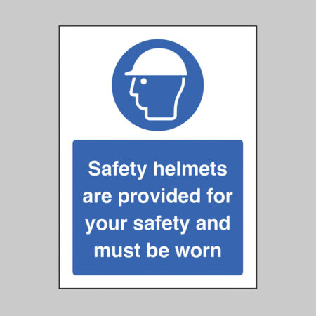 Safety helmets are provided for your safety and must be worn (self adhesive vinyl safety label)