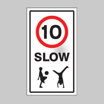 Slow 10mph Class R2 Permanent 400x700mm (3mm aluminium composite) c/w channelling