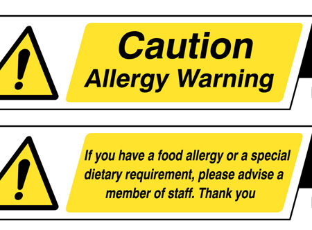 Food allergy notice double sided plastic table cards (pack of 5)