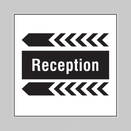 Reception, arrow left builder signs 400x400mm