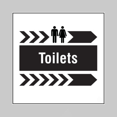 Toilets, arrow right builder signs 400x400mm