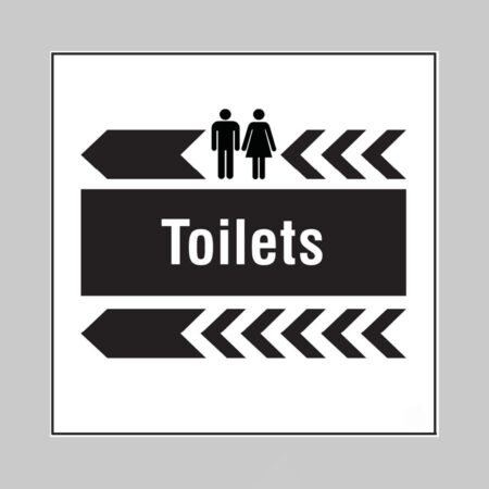 Toilets, arrow left builder signs 400x400mm