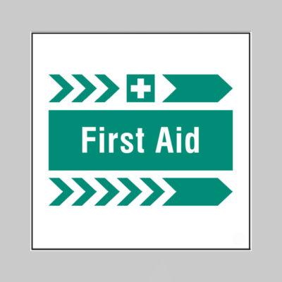 First aid, arrow right builder signs 400x400mm