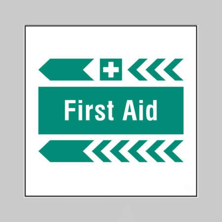 First aid, arrow left builder signs 400x400mm