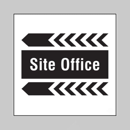 Site office, arrow left builder signs 400x400mm