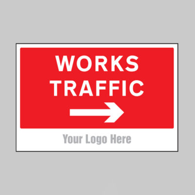 Works traffic, arrow right, builder signs 600x400mm