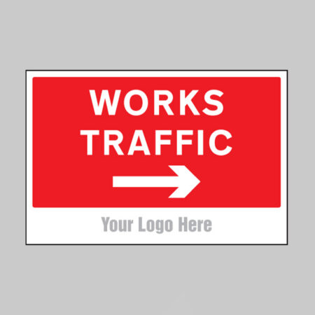 Works traffic, arrow right, builder signs 600x400mm