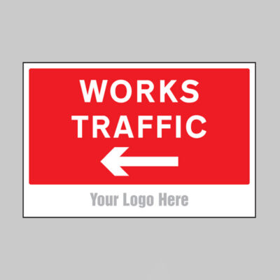 Works traffic, arrow left, builder signs 600x400mm