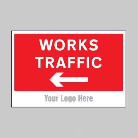 Works traffic, arrow left, builder signs 600x400mm