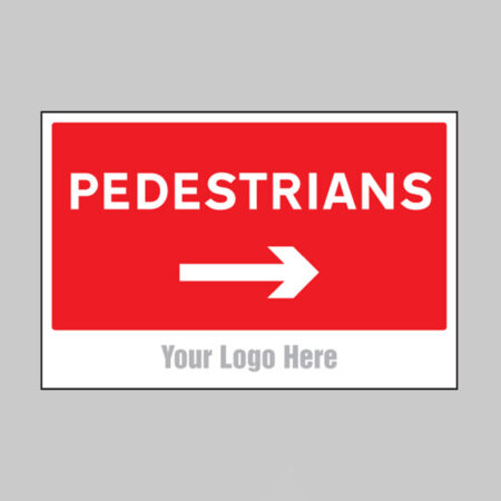 Pedestrians, arrow right, builder signs 4mm correx 600x400mm