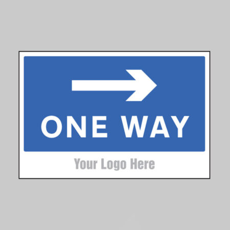 One way, arrow right, builder signs 600x400mm