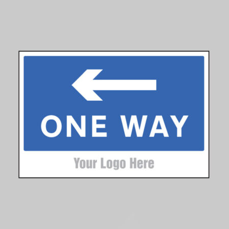 One way, arrow left, builder signs 600x400mm