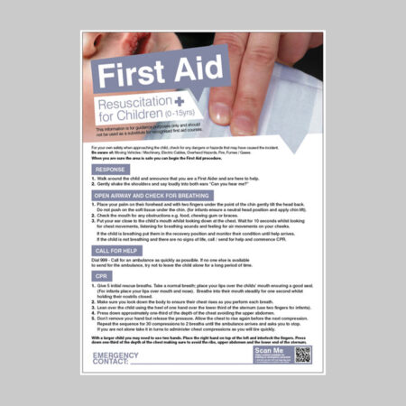 First aid resuscitation for children 420x594mm poster